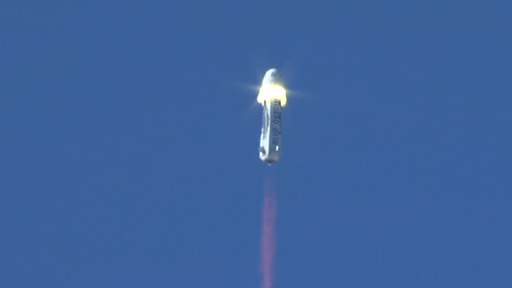 Momento de la separación cohete-cápsula. Foto: Blue Origin
