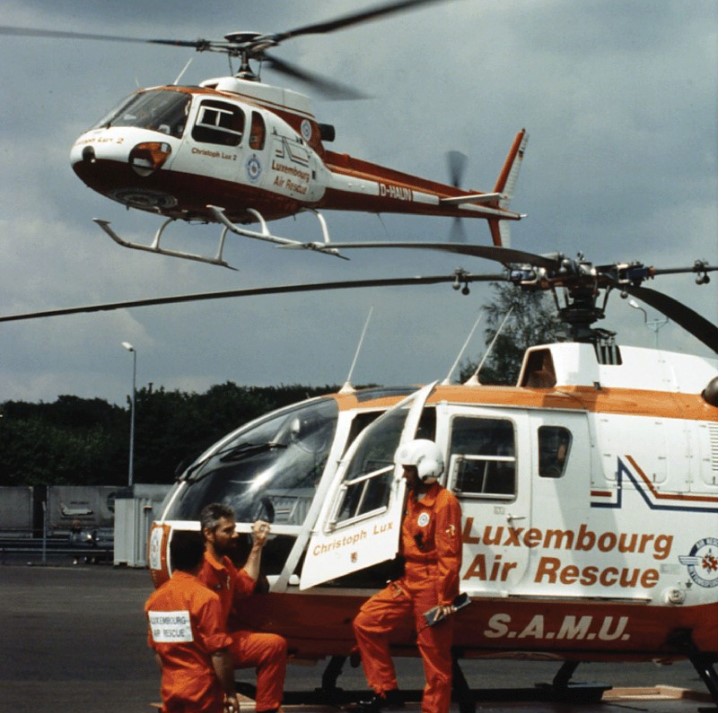 Helicóptero Ecureuil junto al BO 105.